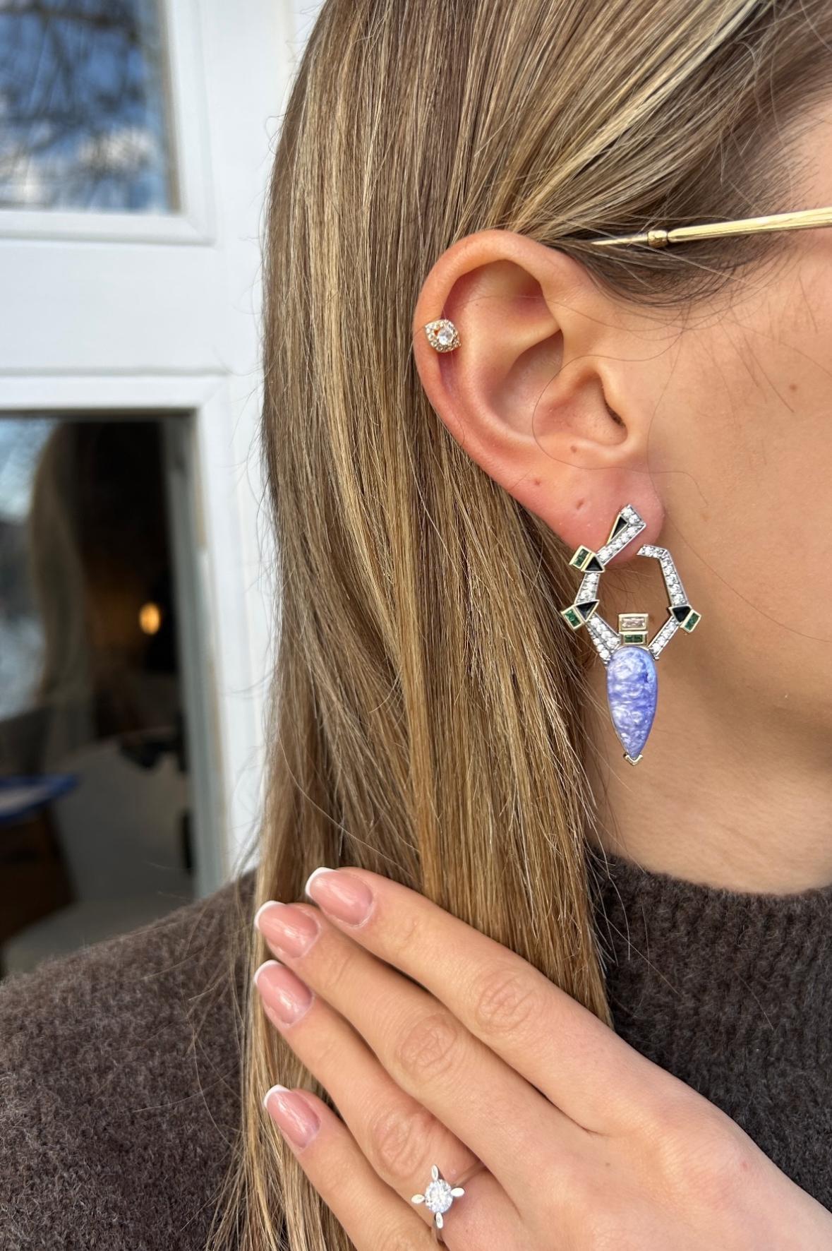 VIP KESİM LİLA TAŞ TASARIM KÜPE